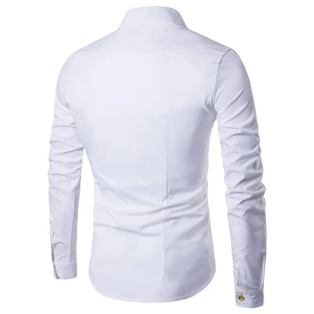 

Men Turn Down Collar Shirt Long Sleeve Buttons Cotton Diagonal Double-breasted Shirt