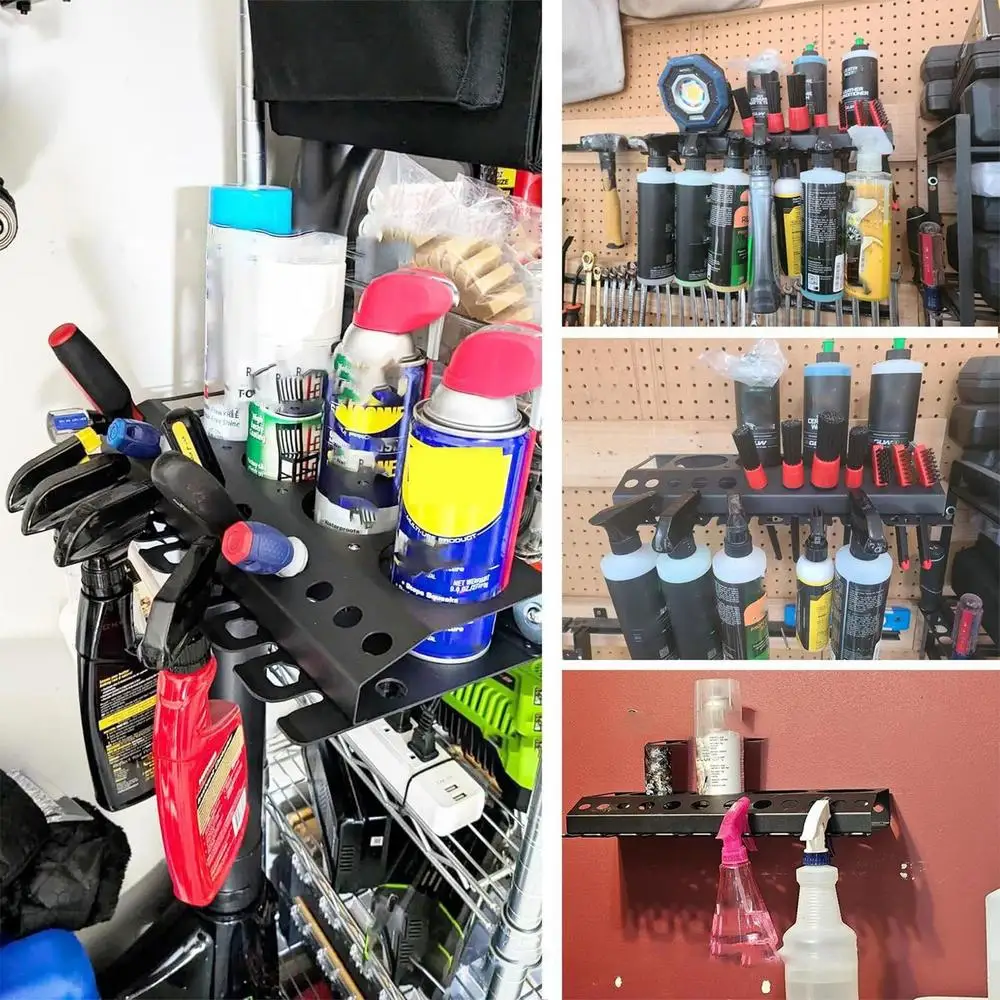 Spray Bottle Storage Rack Wall Mount Auto Detailing Bottle Holder Cleaning Tools Hanger Car Beauty Shop Accessory Wash