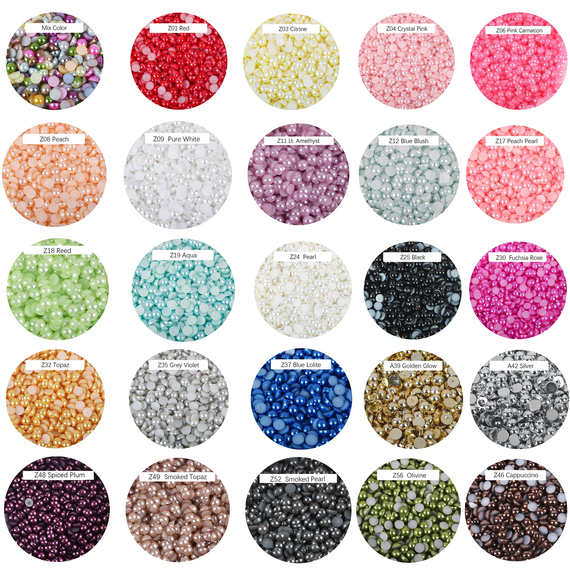 200 Pcs Acrylic Half Pearl Star Flatback Beads 10mm - No Hole, Assorted Colors, Free Shipping