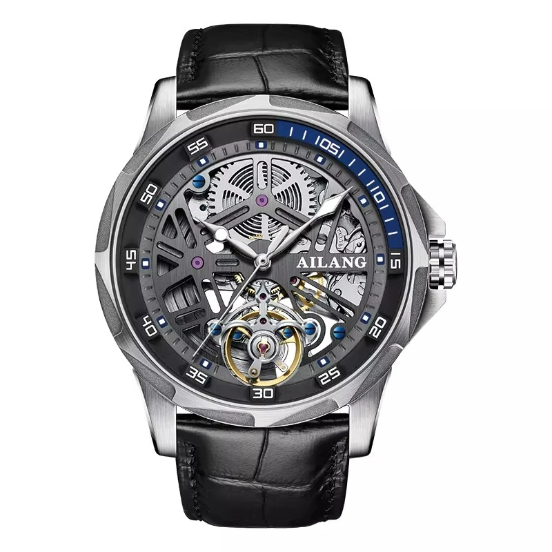 AILANG Luxus Herren Automatik-Mechanische Uhr Skelett Tourbillon Armbanduhr Wasserdicht Sport Mode Casual Zeitmesser für Männer – Detail 3