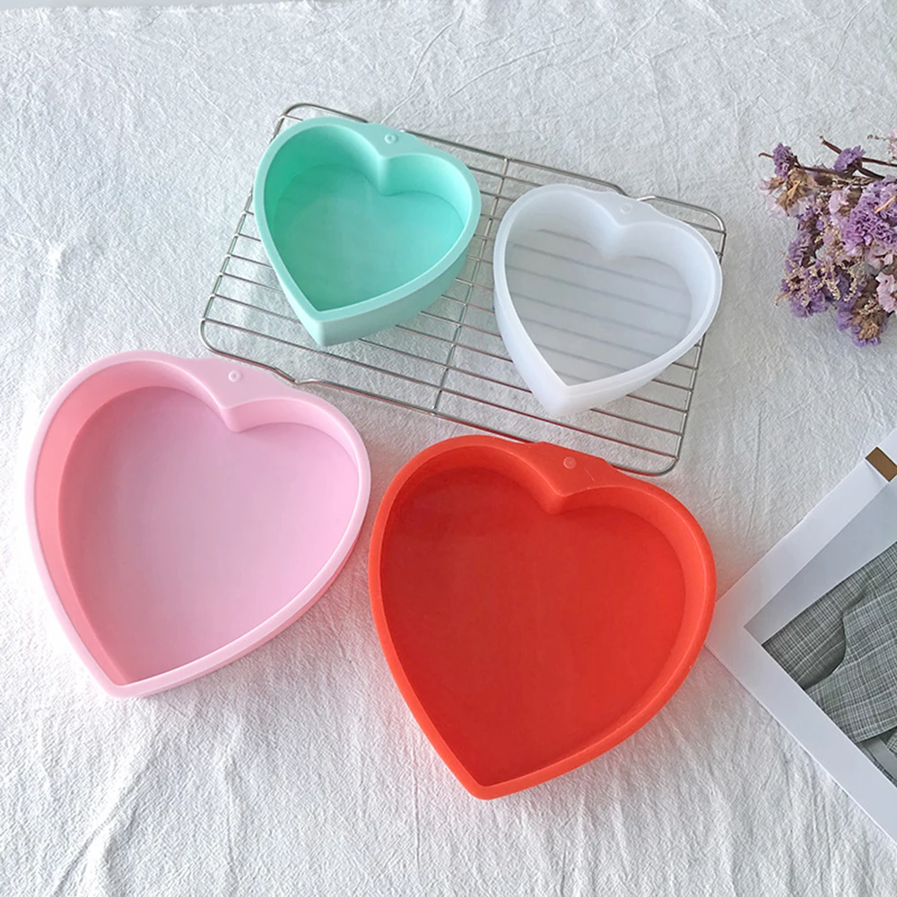 Heart Shaped Silicone Cake Mold Love Cake Silicone Mold 4 6 8 Inch Heart Mousse Chocolate Cakes Mould For Valentine's Day