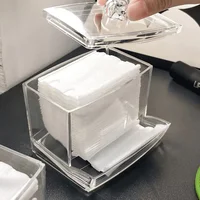 1PC leaky cotton swab box, fashionable crystal home multifunctional desktop portable cover storage box, box towel storage device 1