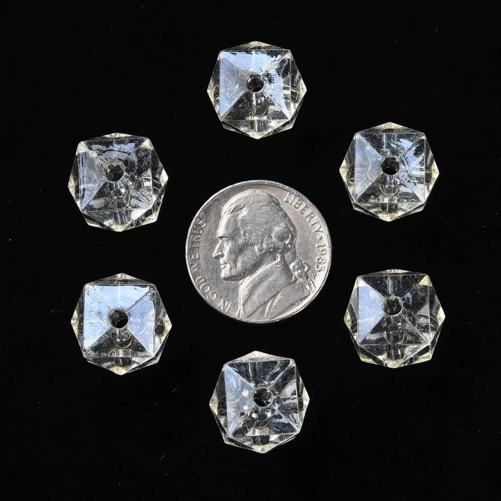 500g Transparent Acrylic Beads Faceted Rhombus Light Yellow 13x14x13.5mm Hole: 2mm about 346pcs/500g