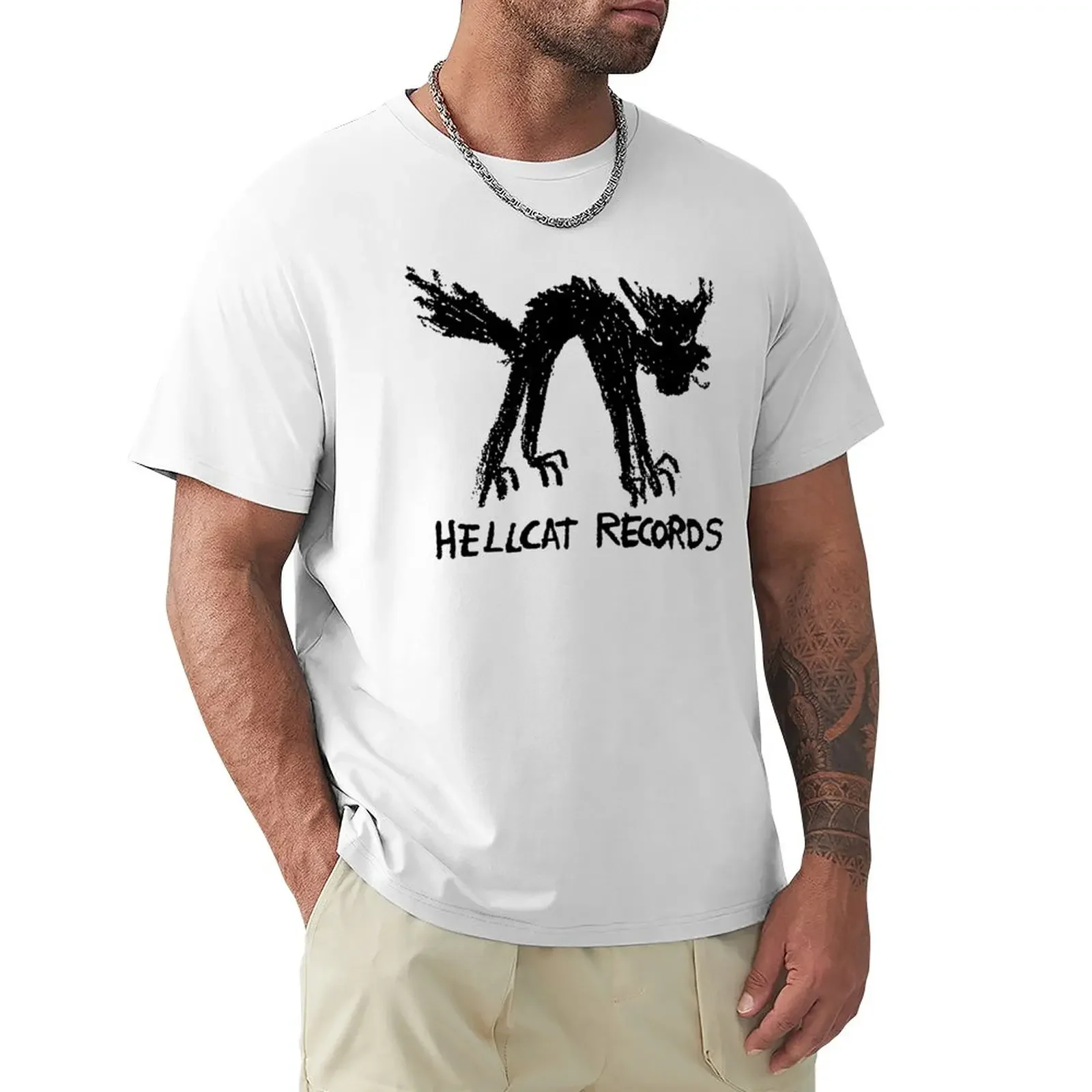 Hellcat Record T-Shirt Blanks Black Designer T Shirt Uomo