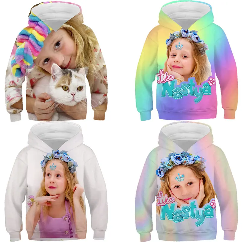 

Cute Like Nastya Hoodies for Girls Boys Kids Cartoon 3D Pullovers Outwears Autumn Children Sweatshirts Tops Streetwear Sudadera