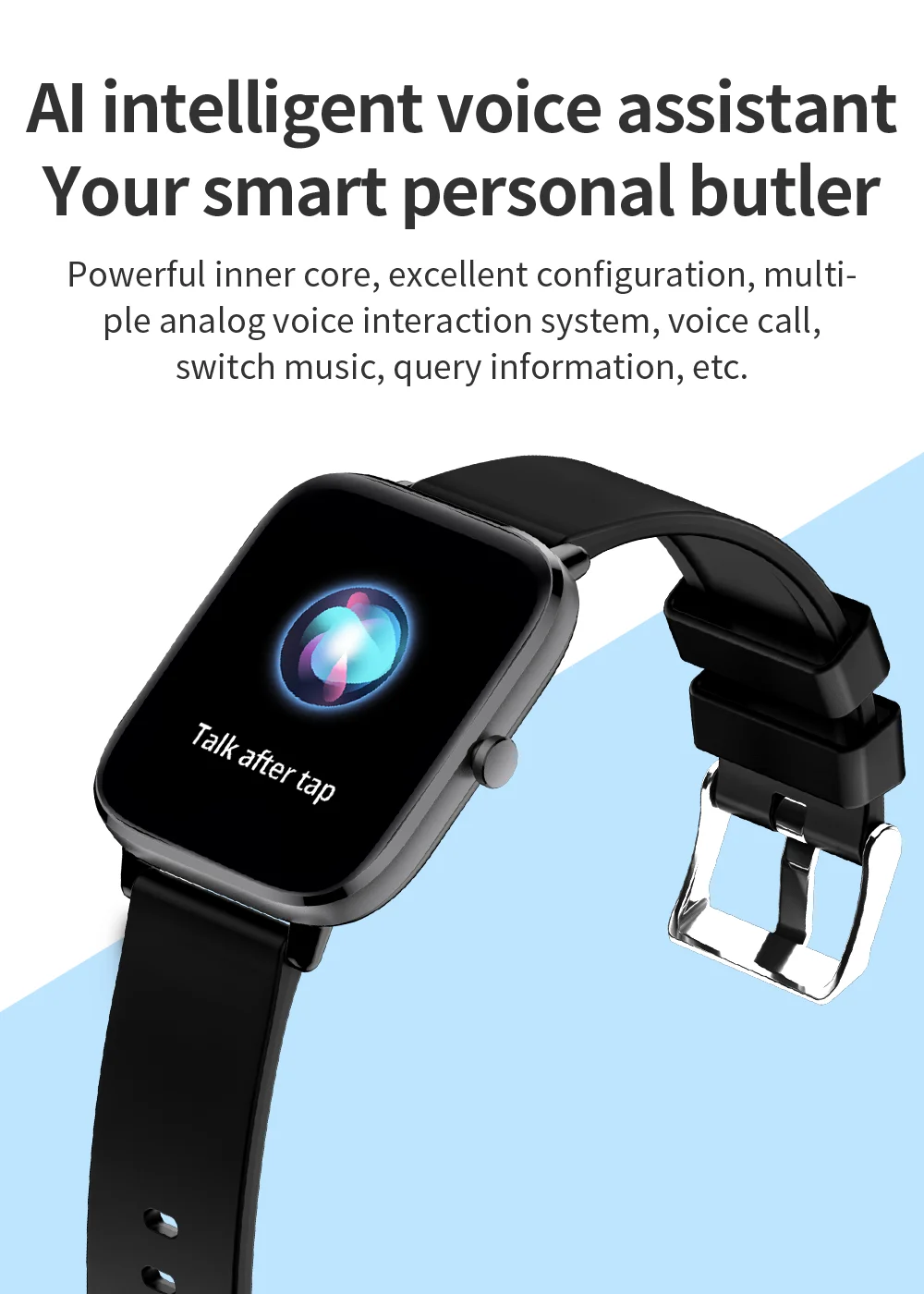 2022 Body temperature Bluetooth-compatibl calling Music control Heart rate Blood pressure  A variety of sports mode Smartwatch