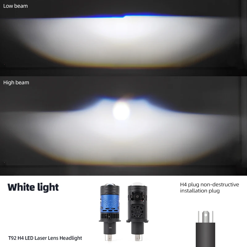 H4 바이 LED 미니 렌즈 프로젝터 자동차 헤드라이트 화이트 6000K 상하향등 LED 헤드라이트 전구 내장 플러그/플레이 자동차 오토바이용