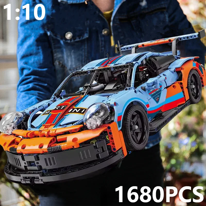 Assemble Toy 911RSR Technical Racing Sport Car 1680PCS 1:10 Model MOC Building Blocks City Mechanical Speed Vehicle Supercar Puzzle
