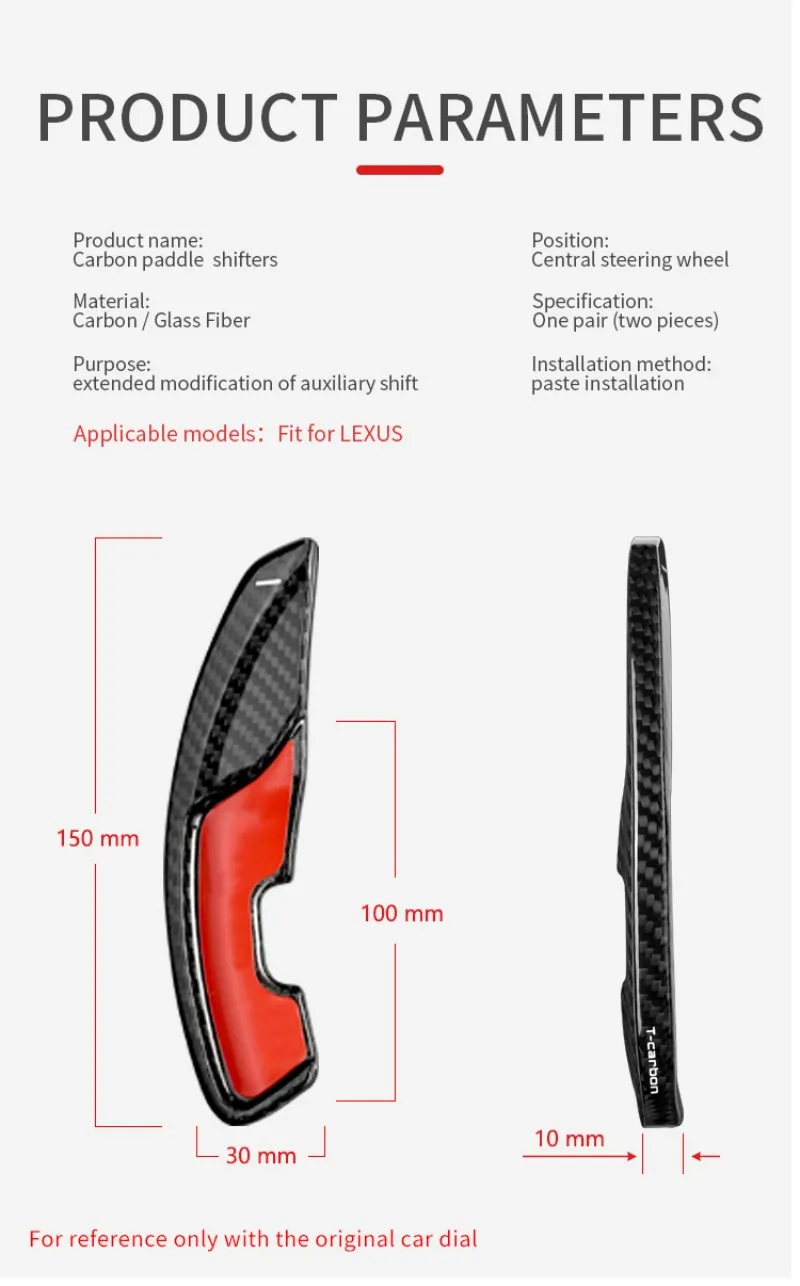 Real Carbon Fiber Steering Wheel Paddle Shift For Lexus ES IS UX Shift Paddle Extension Shifter