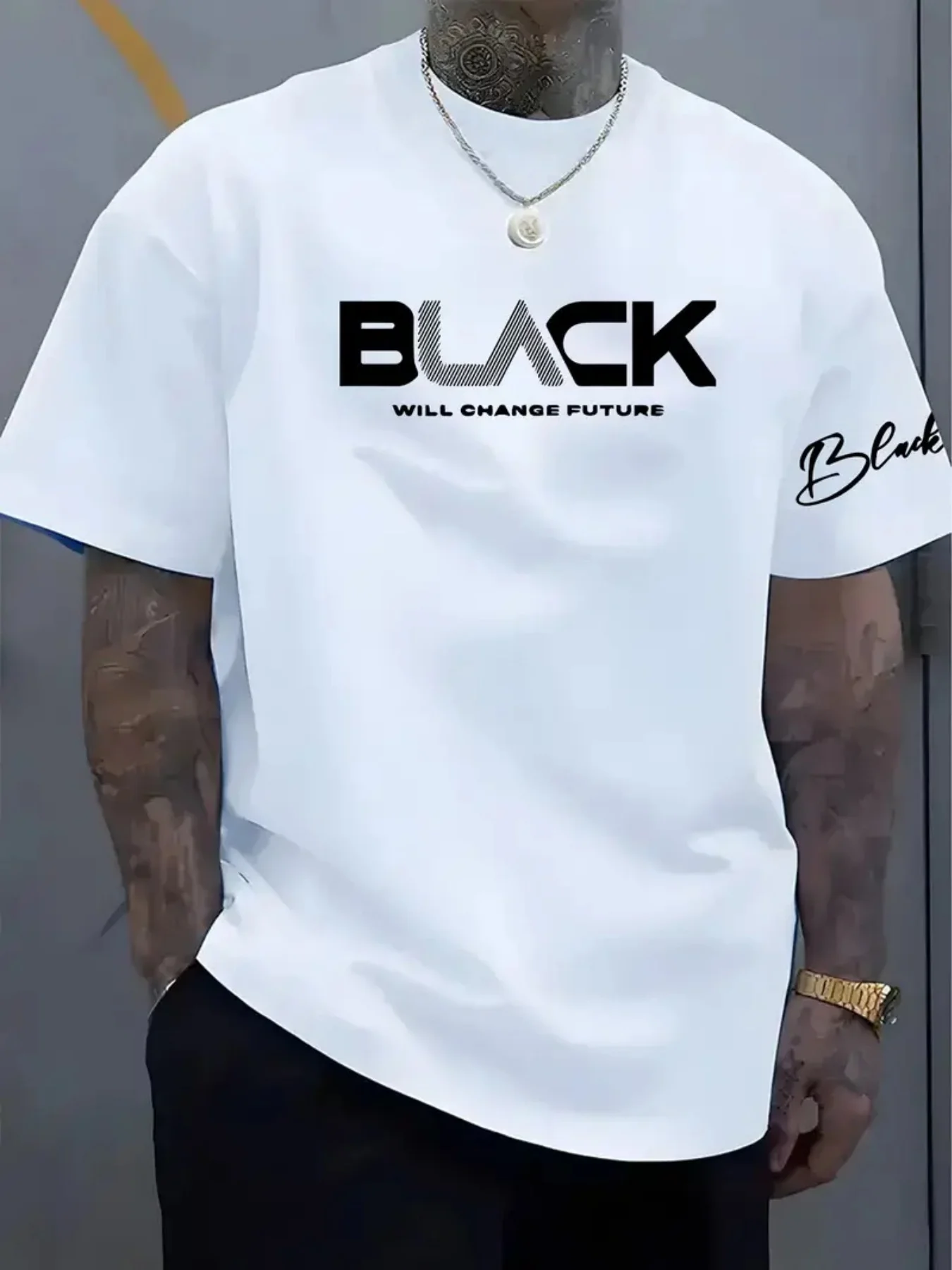Men's T-shirt - Trendy Casual Design, Comfortable and Breathable Round Neck Short Sleeved, Suitable for Daily Summer Wear - 6
