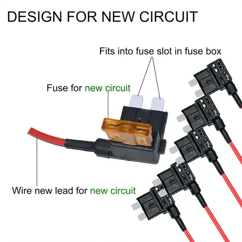 5 Pack Fuse Tap Standard 12V Add-a-circuit Fuse TAP Adapter Fuse Holder With 5 Amp Standard Blade Fuse APR ATO ATC ATS Set - Image 4