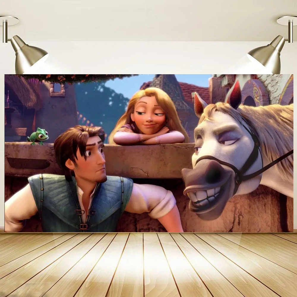 Disney Tangled Rapunzel Princess Kids Birthday Party Supplies Background  Baby Shower Banner Photography Backdrop Decoration Prop - AliExpress, image size:1000x1000