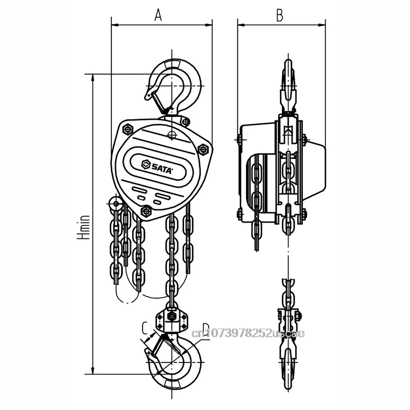 SATA 1/2/3Tonne 3/6Meter Heavy Duty Chain Block