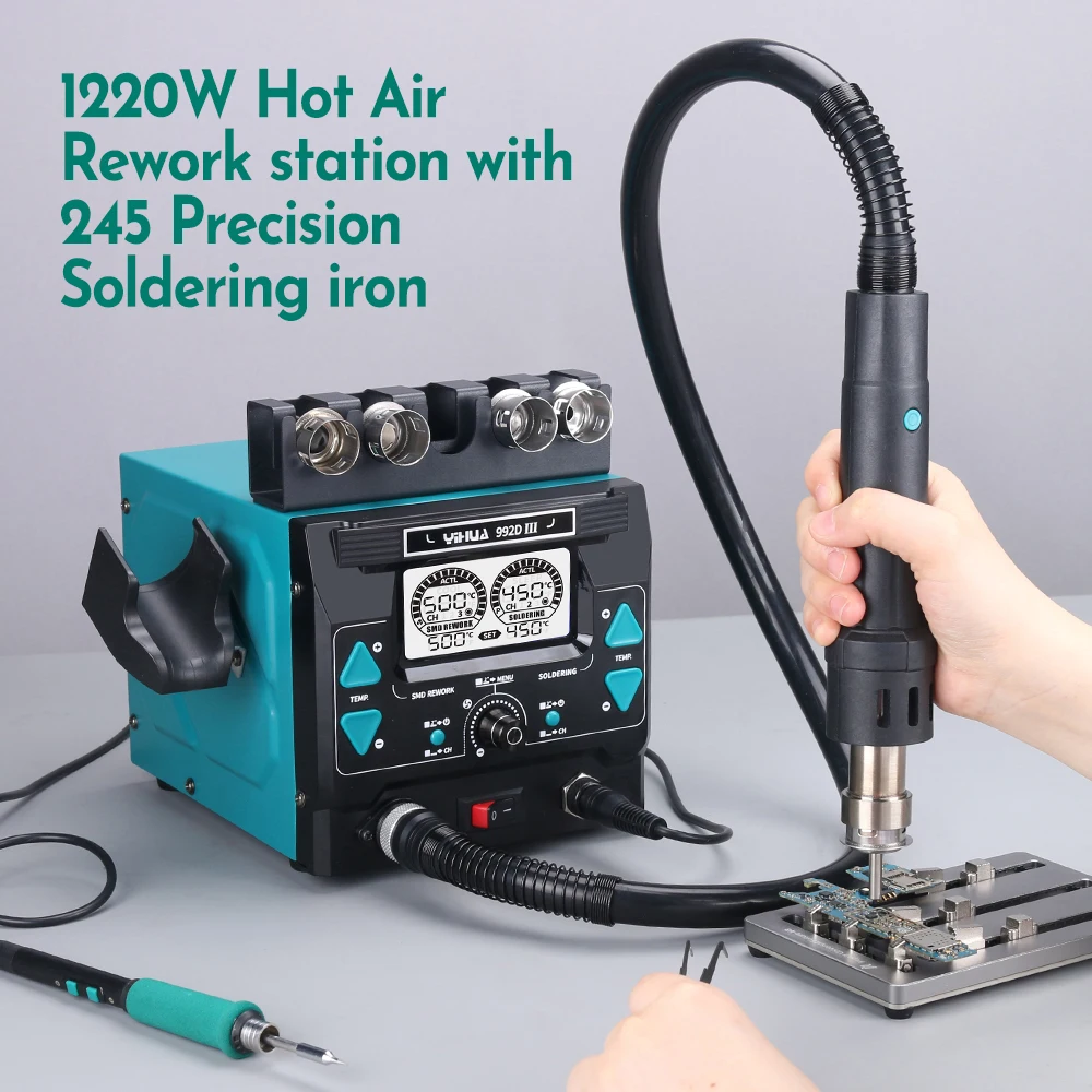 WEP 992D III Stazione Saldatore Ad Aria Calda – Kit Professionale Per Rework E Saldatura SMD