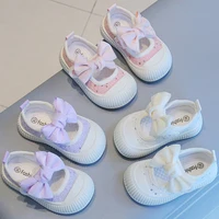 Spring New Children Students Soft Sole Casual Shoes Fashion Bow Girls Baby Anti Kick Shoe Princess Kids Breathable Canvas Shoes 2