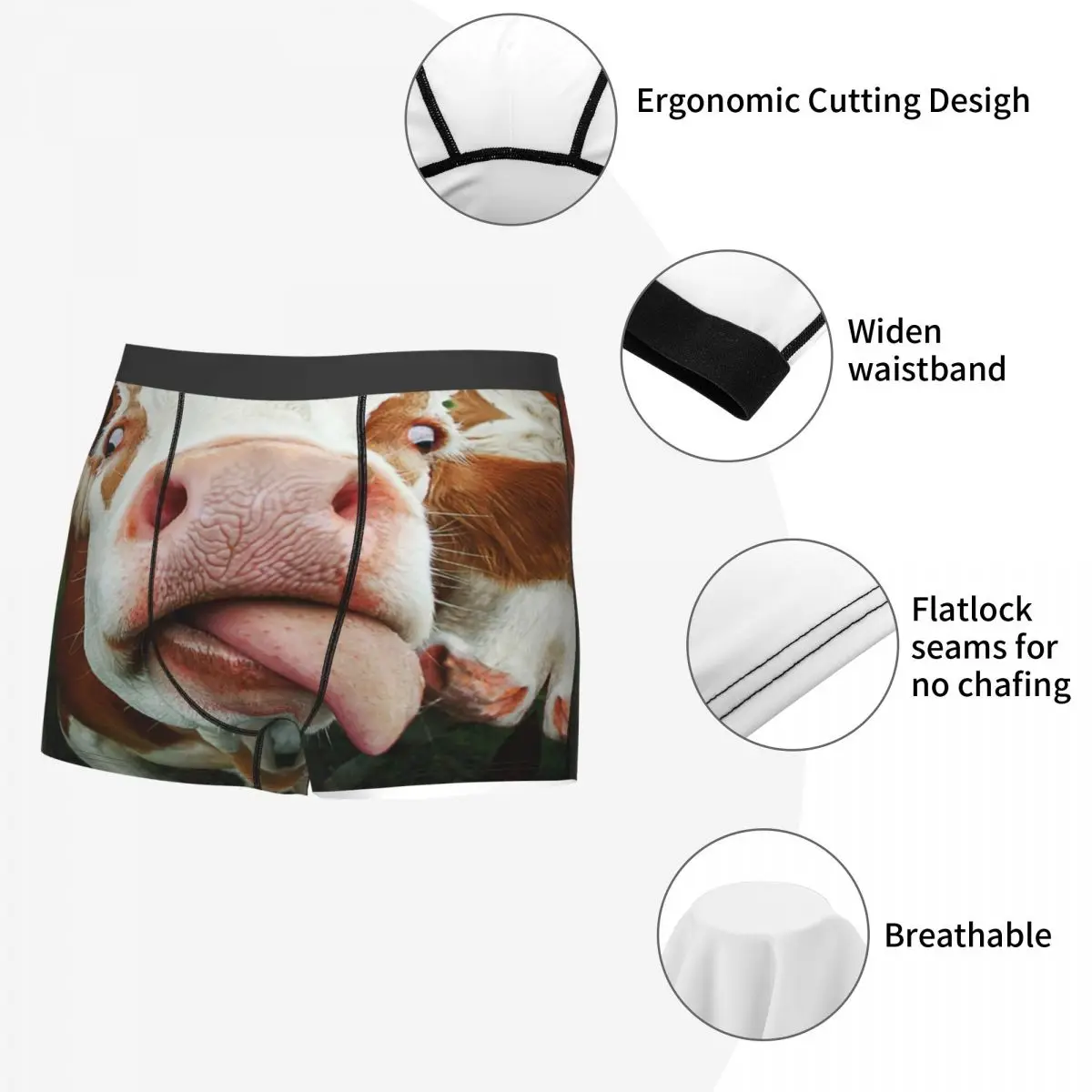 Cow Funny Face Milk Pet Cute Animals With Tongue Licking Mouth Underpants  Panties Men's Underwear Sexy Shorts Boxer Briefs - AliExpress