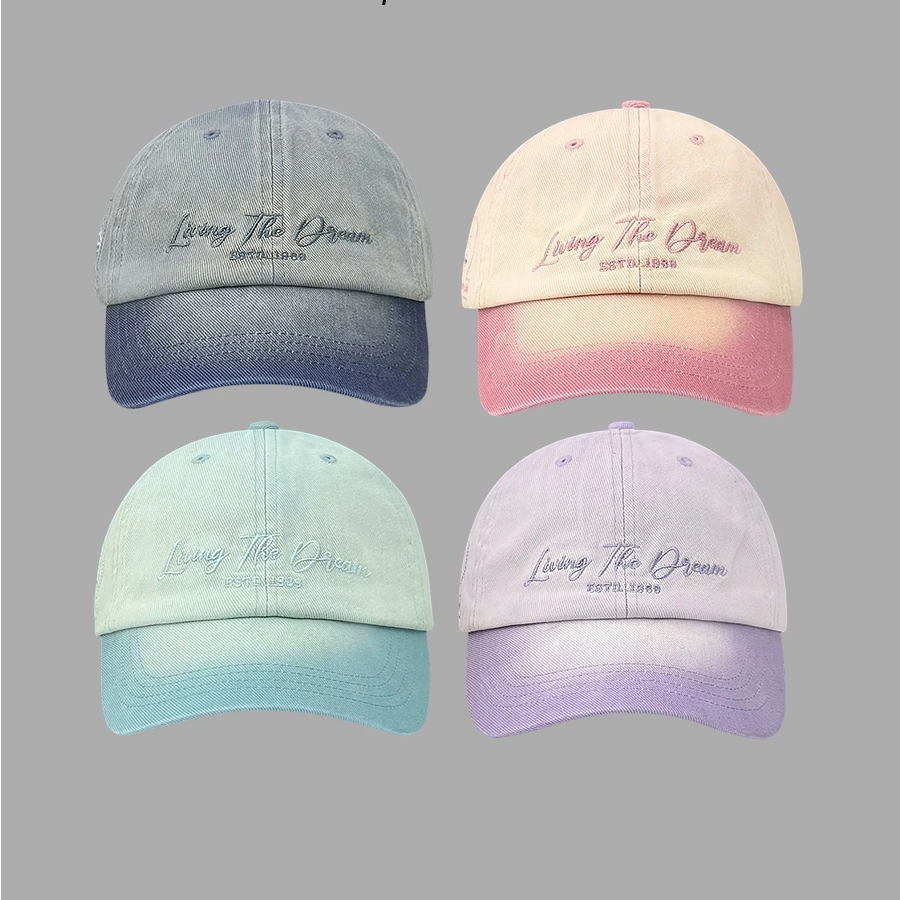

Американская Ретро Кепка с постепенным изменением цвета, Женская Повседневная Универсальная мягкая бейсболка с вышивкой