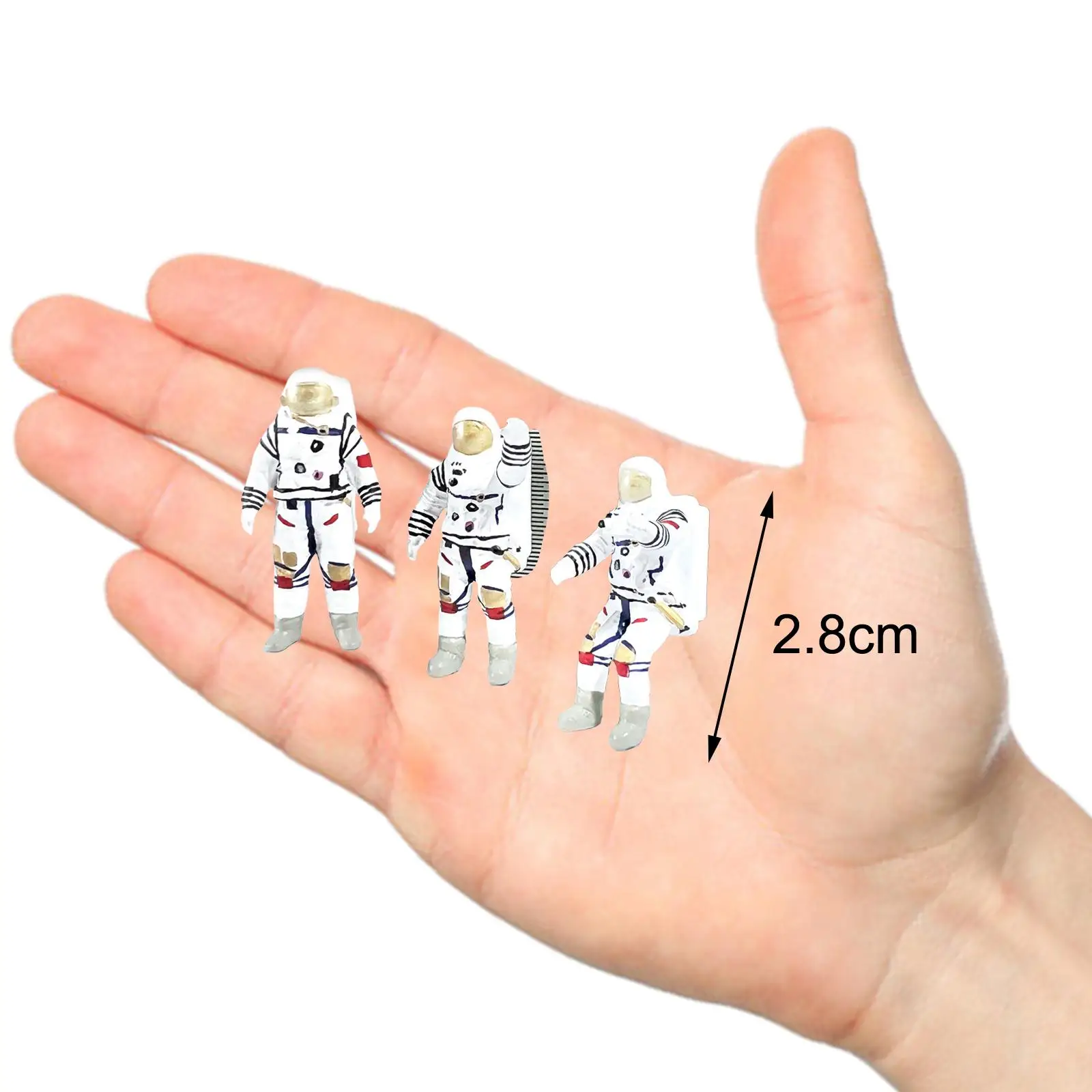 3Pcs 1/64 Astronaut Figurines Miniature Astronaut Action Figure Spaceman Model for DIY Scene