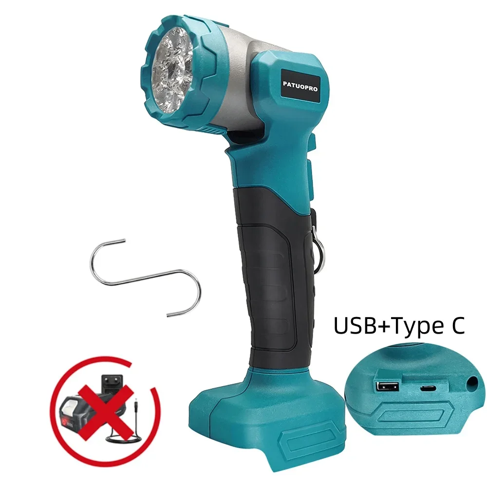 9 Beads Cordless LED Light USB+Type C Base 60-150&deg; Foldable Spotlight Lantern Portable Flashlight For Makita 18V Battery