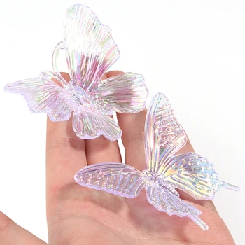 5Pcs/Lot Acrylic Butterfly Gradient Color Transparent Crafts Ornament for Home Festival Decoration Wedding Decor Supplies 1