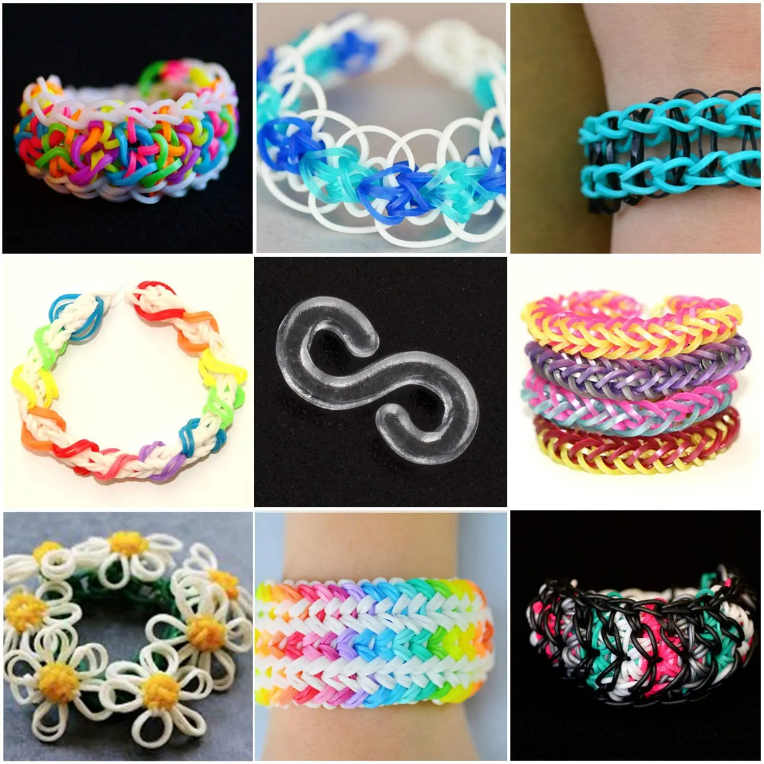 240 pezzi clip a S, kit di elastici in plastica, con clip a S, adatti per artigianato, braccialetti fai da te, connettori intrecciati, collane e gioielli (colore casuale
