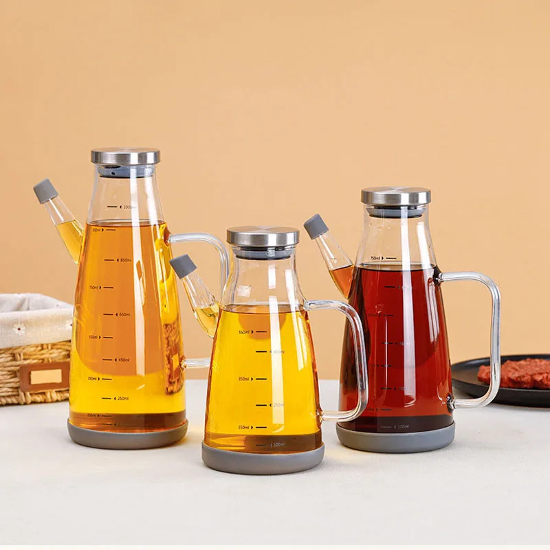

Glass Oil Bottle Large Capacity Soy Sauce Bottle Seasoning Storage Container with Handle Clear Seasoning Bottle Kitchen Utensils