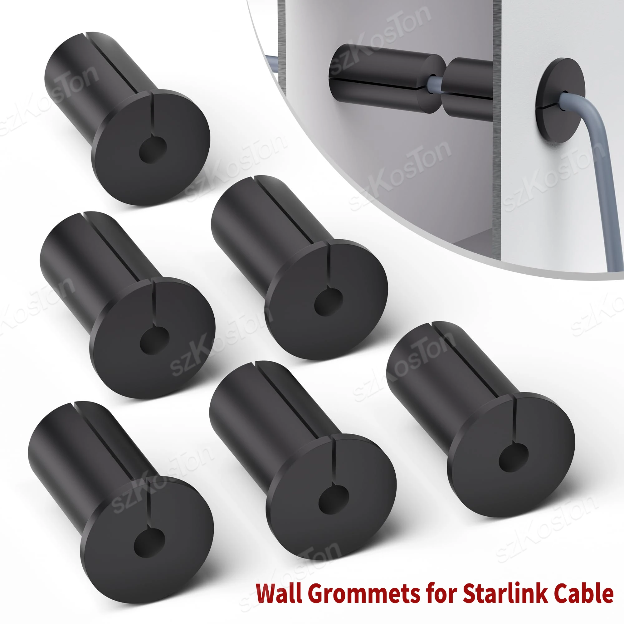 Rubber Wall Bushing Grommet 4PCS Rubber Wall Bushing Grommet for Starlink Dishy Ethernet Cable 1 inch Wall Hole Waterproof Cable Routing Kit for Starlink
