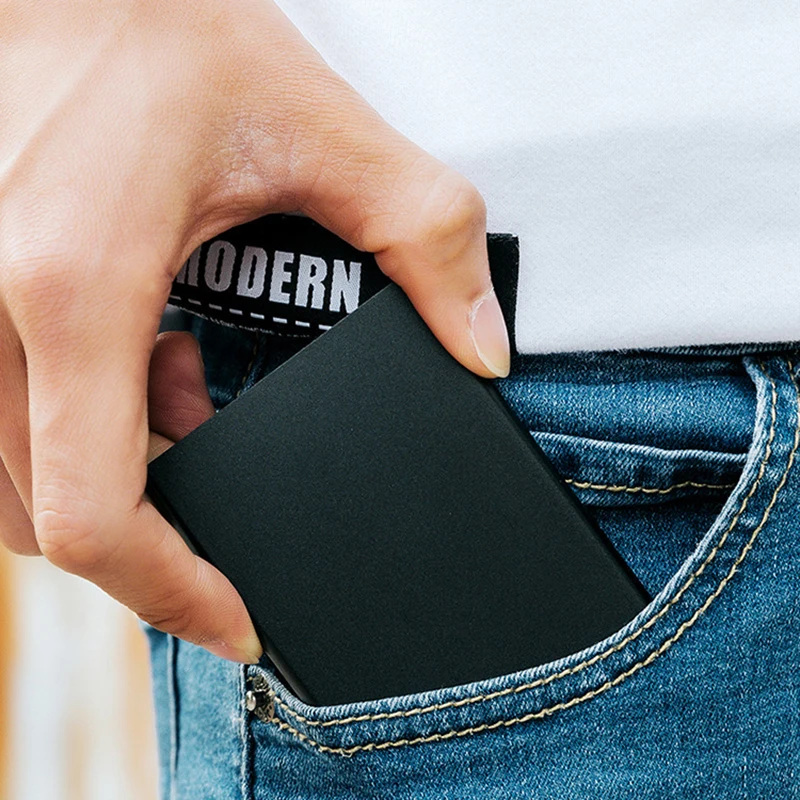 Anti-theft ID Credit Card Holder Thin Aluminium Metal RFID Wallets Pocket Case Automatic Pop Up Bank Women Men Credit Card Box wallet card holder card holder credit card holder