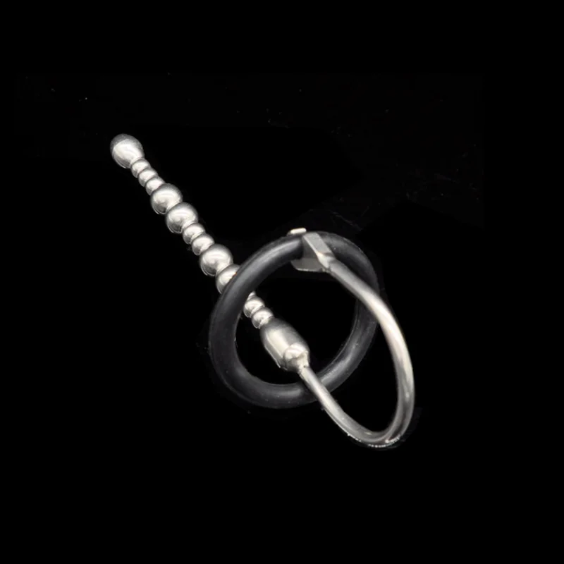 Penis Sex Toys Male Stainless Steel Hollow Urethral Dilator Sounding Penis Plug with Glans Ring Chastity Stretcher