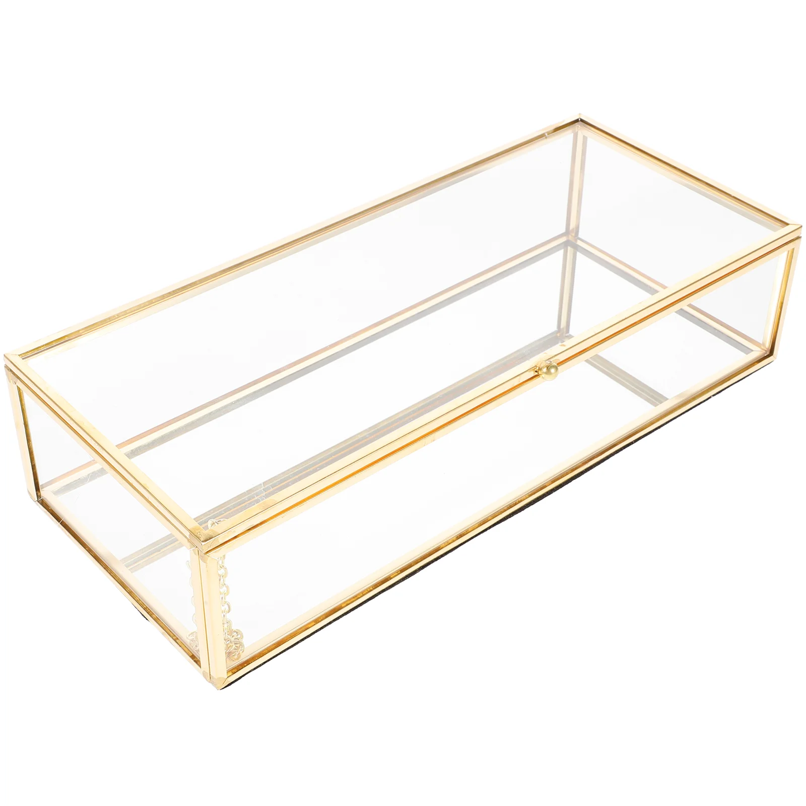 

Jewelry Storage Box Home Perfume Holder Stand Metal Frame Glass Cases With Lids Alloy Organizer