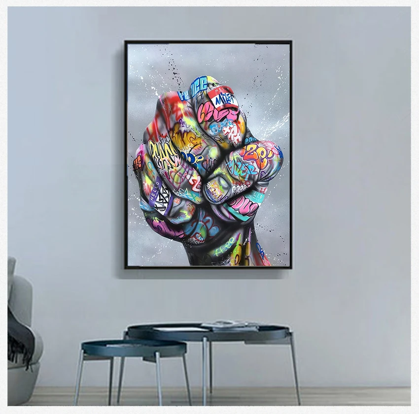 

Graffiti Art Canvas Painting Fist Inspirational Posters and Prints on The Wall Art Picture for Living Room Cuadros Home Decor