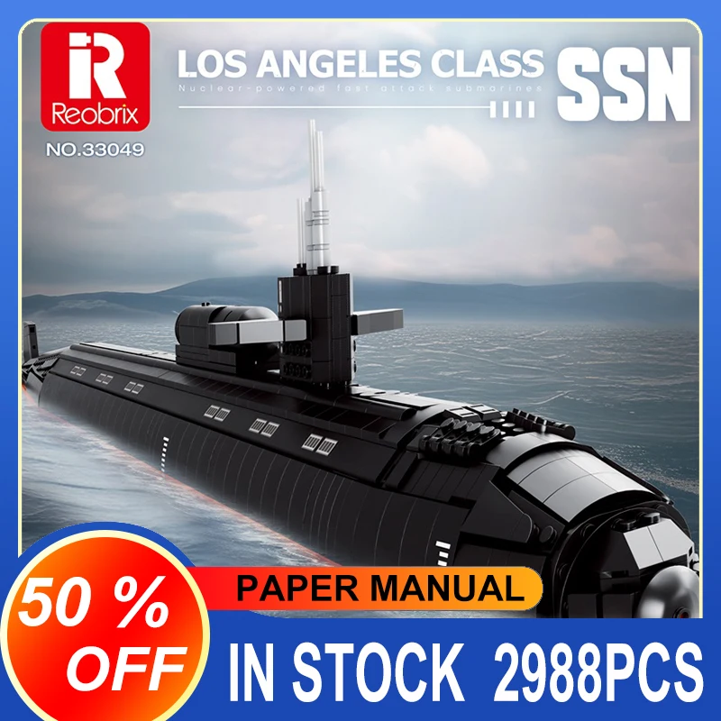 

Reobrix 33049 MOC Los Angeles-class SSN 1:125 Technical Ship 2988pcs Building Blocks Bricks Puzzle Toy Christmas Gifts For Kids