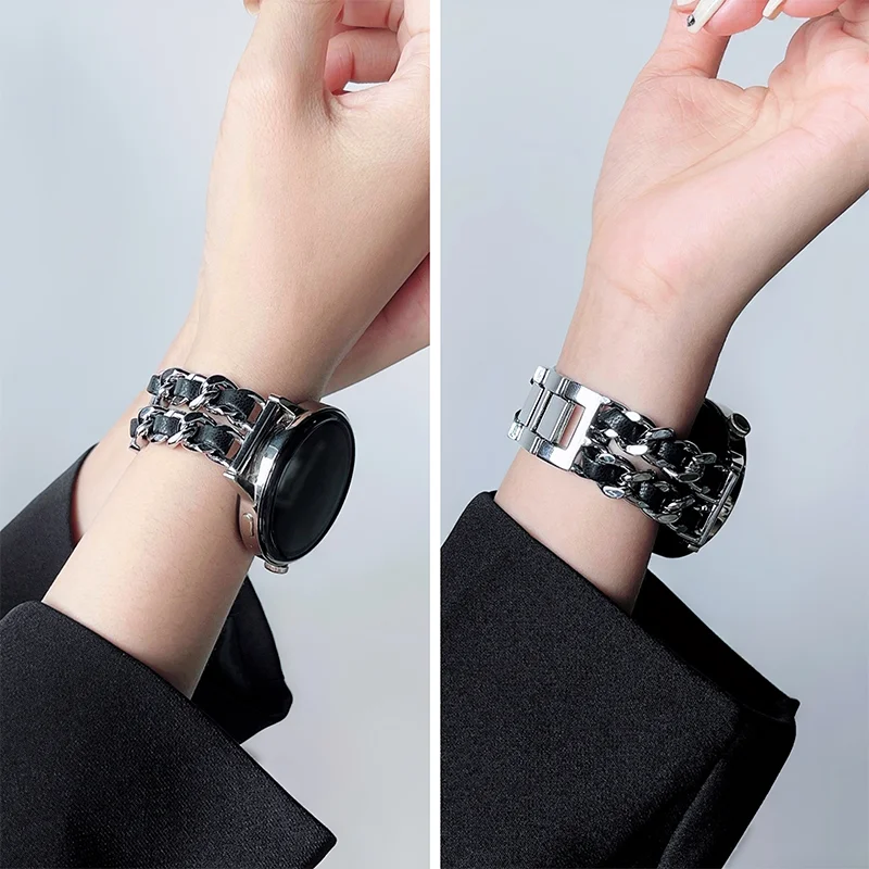 Luxury Leather and Metal Bracelet Watch Band - 20/22mm Premium Strap