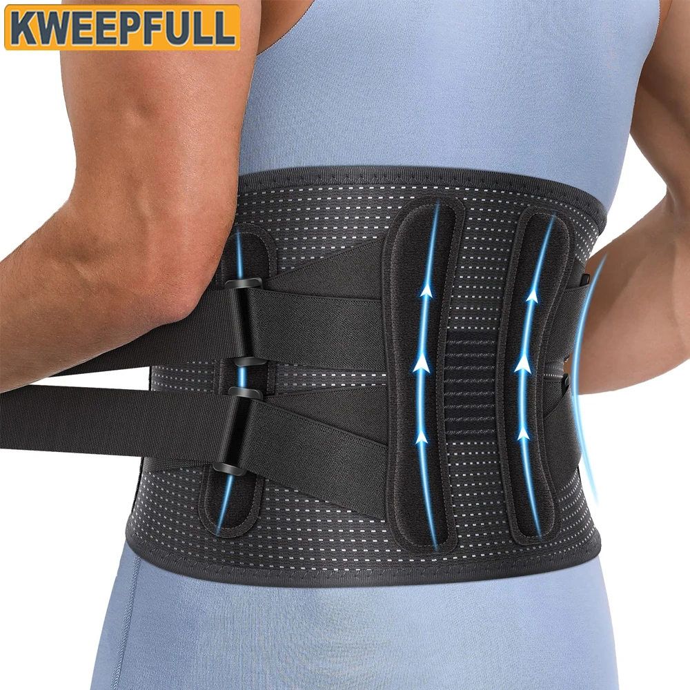 Back Brace for Men Women Lower Back Pain Relief with 4 Stays