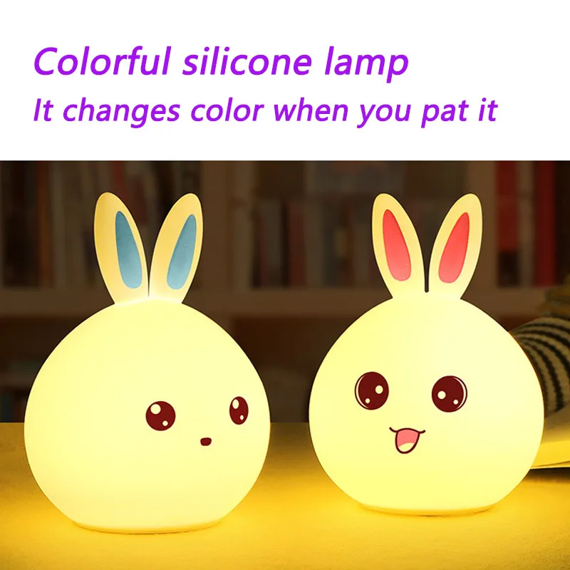 Led Rabbit Night Light Touch Sensor Anime Lamp Colorful Silicone Light For Kids Gift Children's Bed