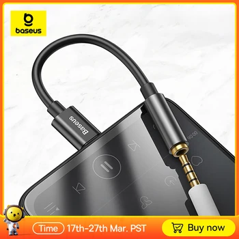 Baseus C타입-3.5 잭 이어폰 USB-C C타입-3.5mm 헤드폰 AUX 어댑터 오디오 케이블, 화웨이 P40 P30 프로 샤오미 10 9 용