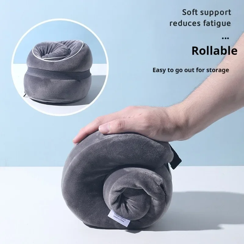 New Portable U-Shaped Memory Foam Pillow with Fleece Cover Airplane Neck Support Travel Pillow for Comfortable Sleep On-the-go