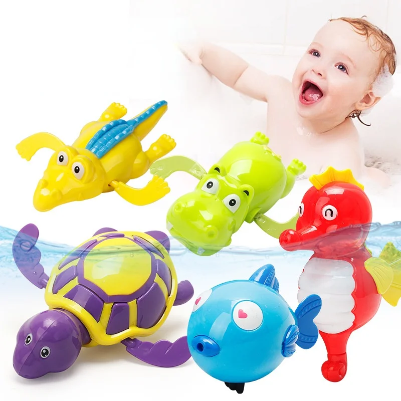 Bath Toys Turtle Dolphin Baby Shower Baby Wind Up Swim Play Toy Swimming Pool Accessories Baby Play In Water Random Color