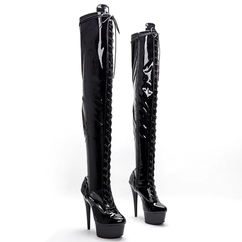 

LAIJIANJINXIA 15cm High-Heeled Shoes Strap Tall Boots Platform Clubbing Exotic Dancer Boots 6 Inch Sexy Womens Gladiator boots