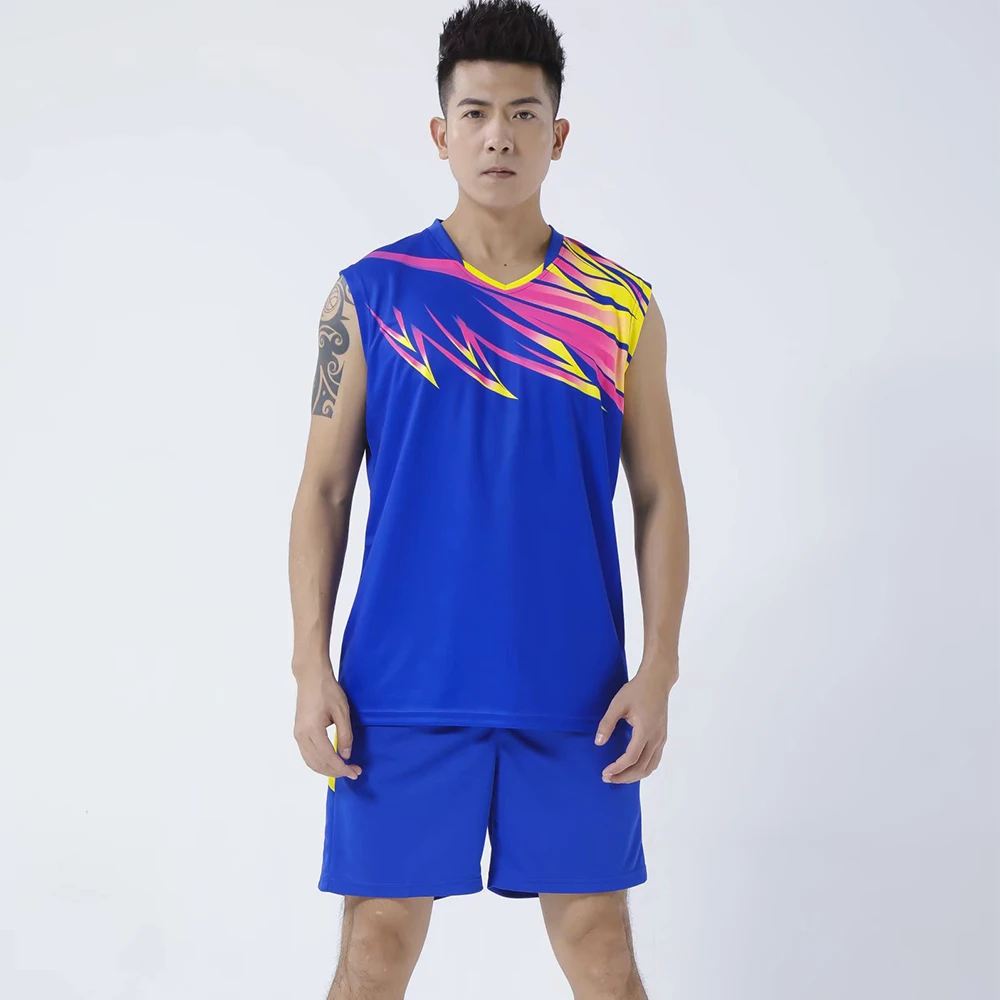 Men Volleyball Uniform Clothes Sets Summer Quick Dry Man 2 Piece Badminton Tennis Ping Pong Jersey Workout Suit