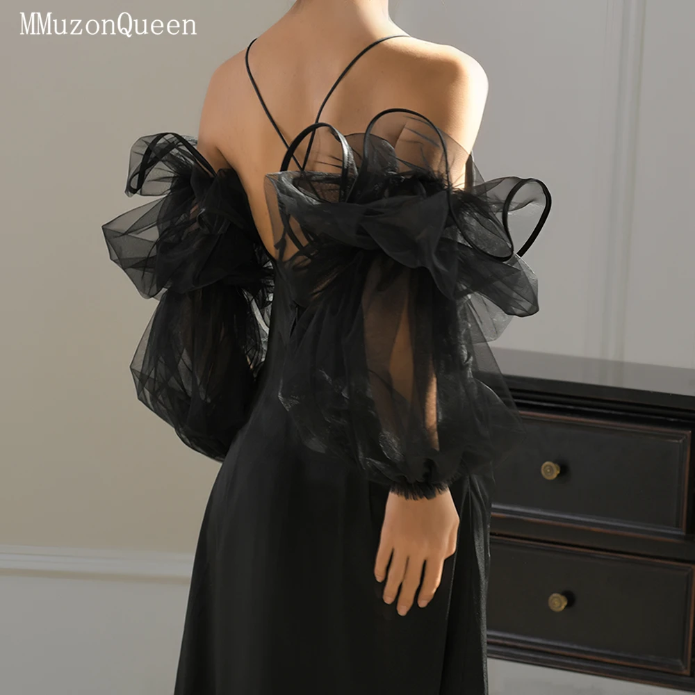 MMQ Black Bridal Cuff Wedding Accessories Women's Detachable Sleeves Suitable Dinner Parties Birthday Dresses MM37