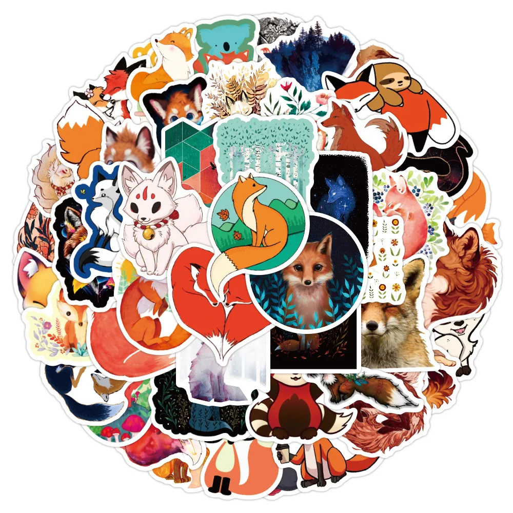 50/100pcs Cute Aniaml Fox Graffiti Stickers Little Fox Sticker DIY Laptop Luggage Refrigerator Motorcycle Skateboard PVC Toys