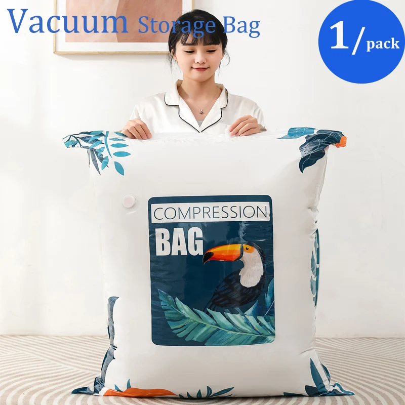 1PC Reusable Vacuum Compression Bag Travel Storage Bag for Quilt Bedding Blanket Clothes Big Size Home Organizer Space Saving 2