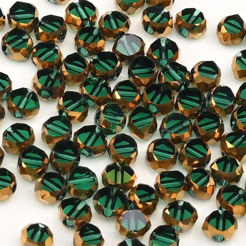 72 Teile/los 3*4mm Goldene Überzogene Glas Perlen Oval Flache Facettierte Kristall Perlen für DIY Herstellung Halskette Armband schmuck Zubehör – Detail 8