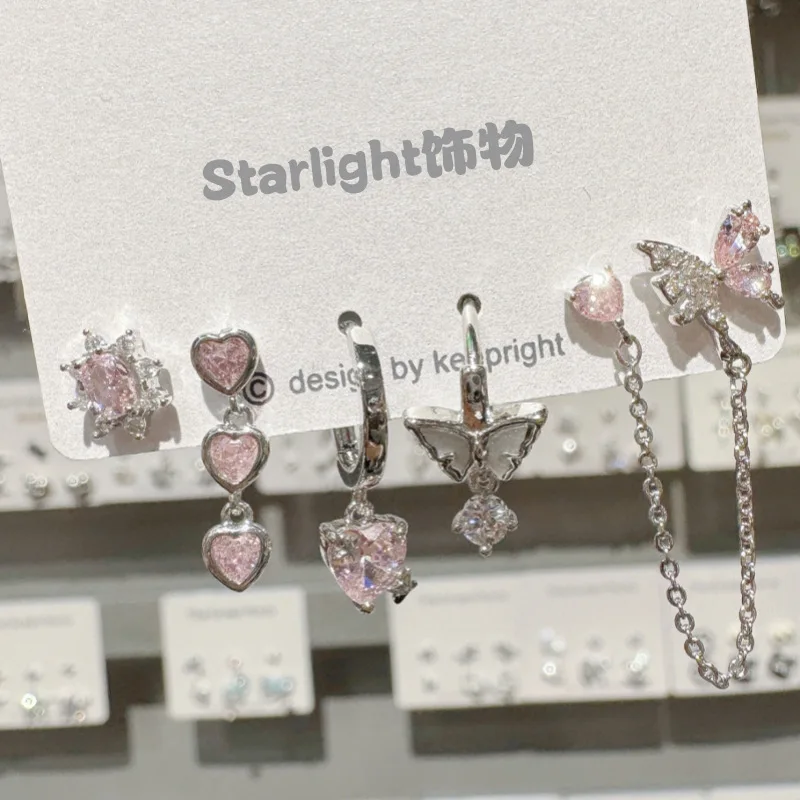 Pendientes De Mariposa Con Diamantes De Imitación De Colores Para Mujer - Gleamart (Regalo En Caja Elegante)