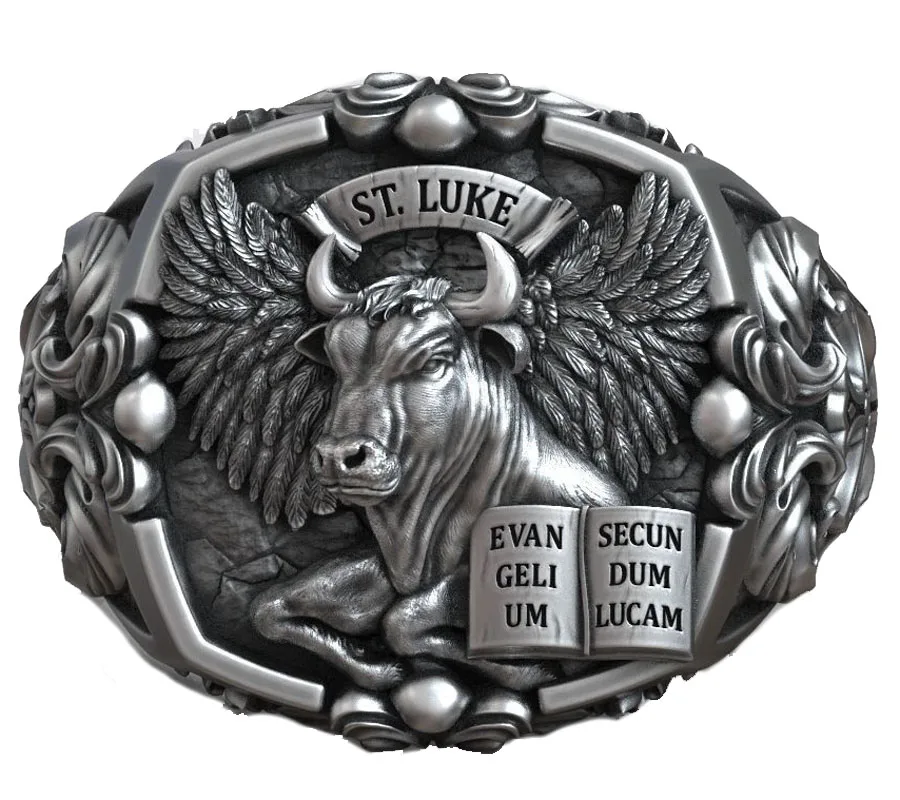 

Taurus Of Saint Luke Apostle Evangelist Wings Signet 925 Solid Sterling Silver Black Gold Ring