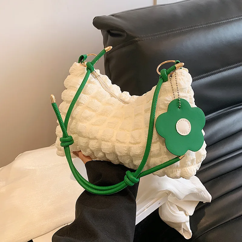 Fashionable Handbag Shoulder Bag with Pendant, Solid Color Knotted Strap Women's Bag, Large Capacity Stylish Cross Body Bags