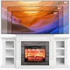 70" Electric Fireplace with Mantel, Fireplace TV Stand for TVs Up to 80 Inch, Modern Entertainment Center with Storage 3