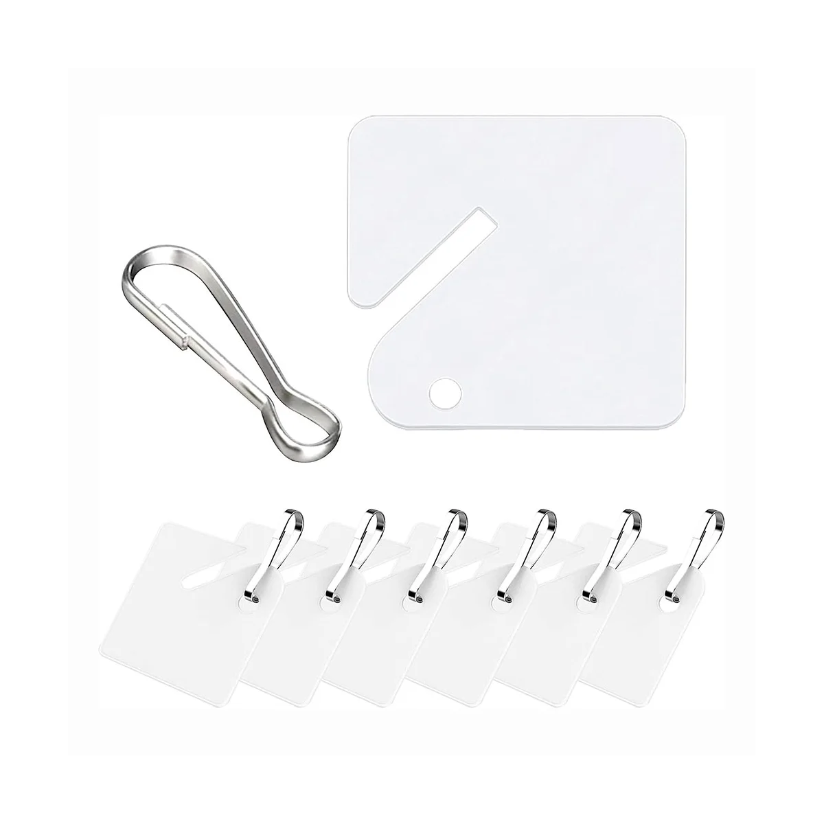 

100 Pcs Key Tags White Plastic Hanging Tags with Metal Snap Hooks, Tags for Slotted Key Cabinets Boxes Lockers