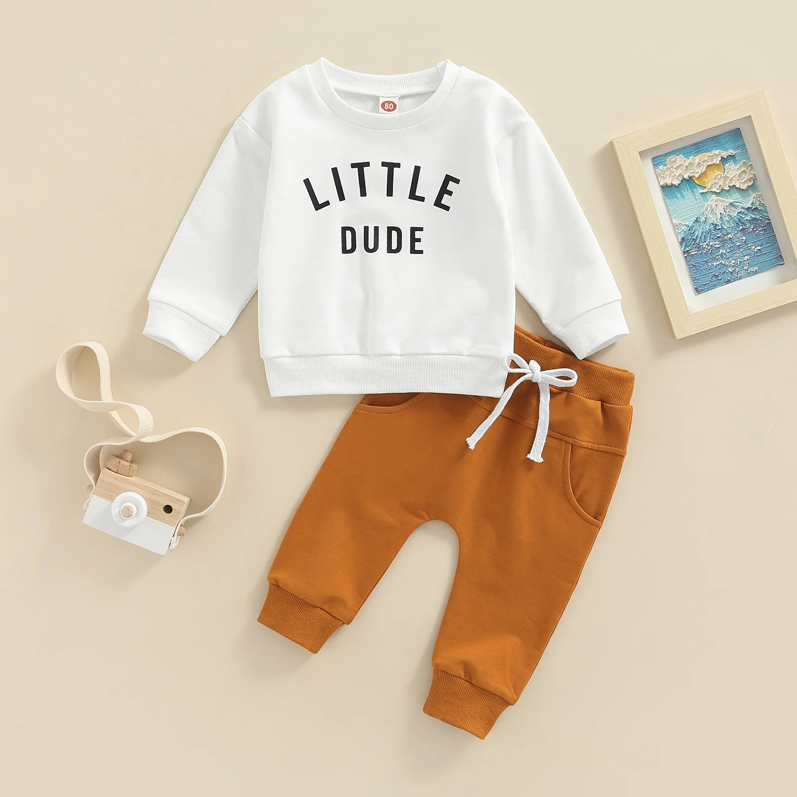 Citgeett Autumn Toddler Baby Boy Girls Fall Outfits Long Sleeve Letter Print Pullover Tops + Pants Spring Clothes Set